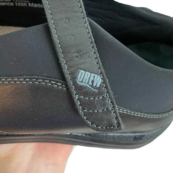 Drew Mary Jane Shoes Womens 9.5 W Wide Black Leather Cushion Sole Comfy Flats - Picture 8 of 13